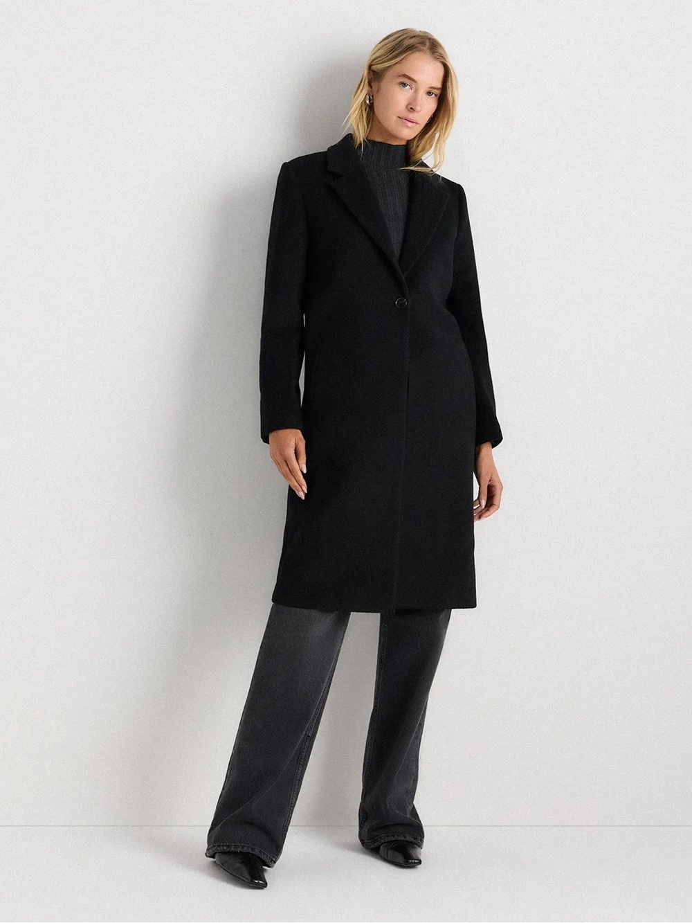 Quince Black Long Cashmere Overcoat New No Tag XS - Picture 2 of 9
